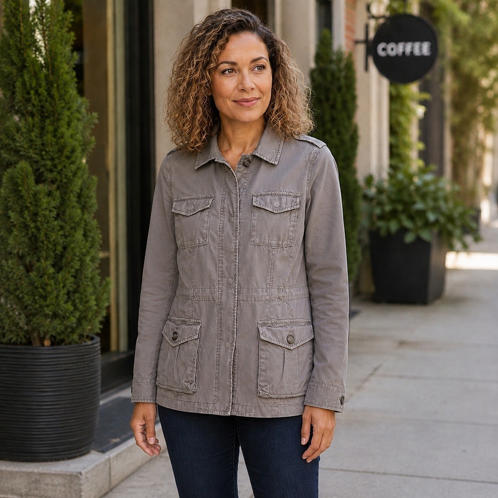 Banana‎ Republic Women's S Taupe Gray Cotton Utility Field Jacket